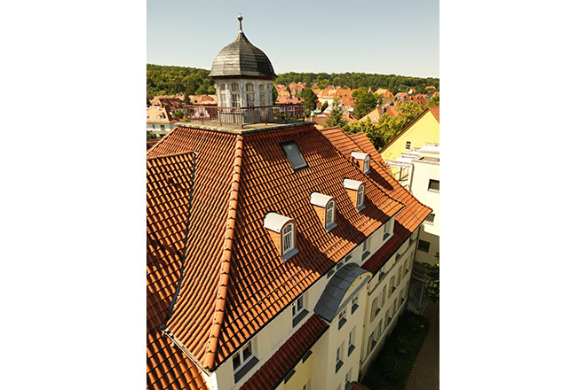 Sicht auf die Kuppel von Haus Brückenbogen - Teil des Christianenheims