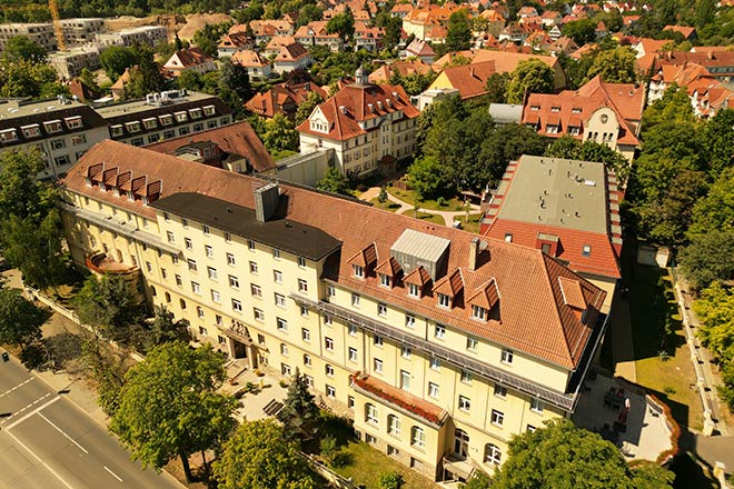 Luftansicht auf das Christianenheim von der Arnstädter Straße aus